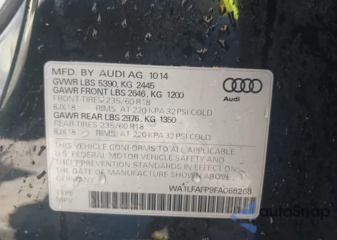 2015 Audi Q5 2.0T Premium from USA, damaged, VIN WA1LFAFP9FA065268